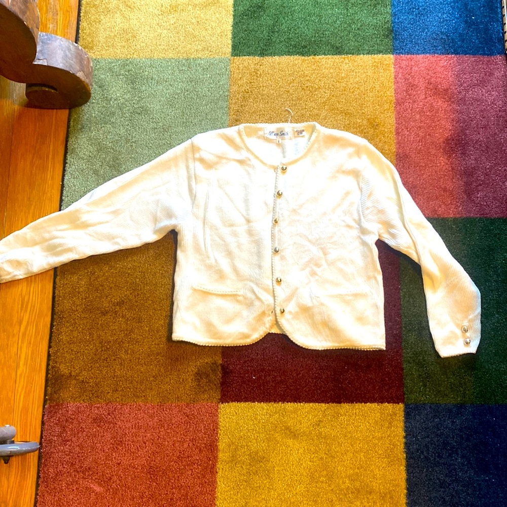 Cream cardigan with gold buttons